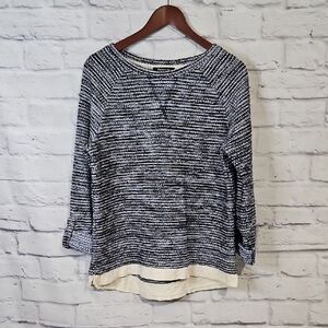 Relativity Navy and Cream Striped Sweater